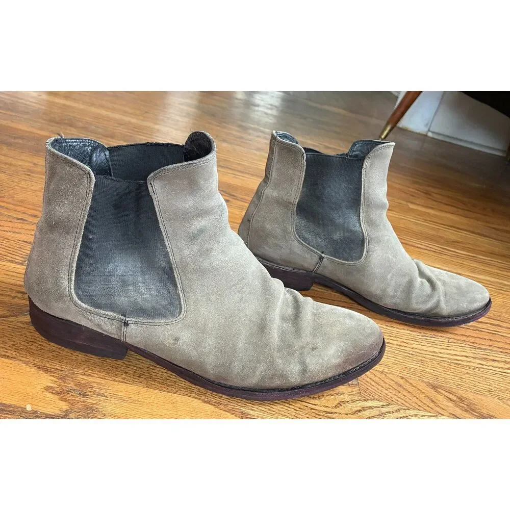 Toro Gray Suede Chelsea Pull Up Boots Shoes   Mens Size 10